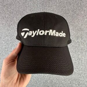 TaylorMade Hat Mens L/XL A-Flex Black Coolmax Golf Stretch Fit Logo Headwear
